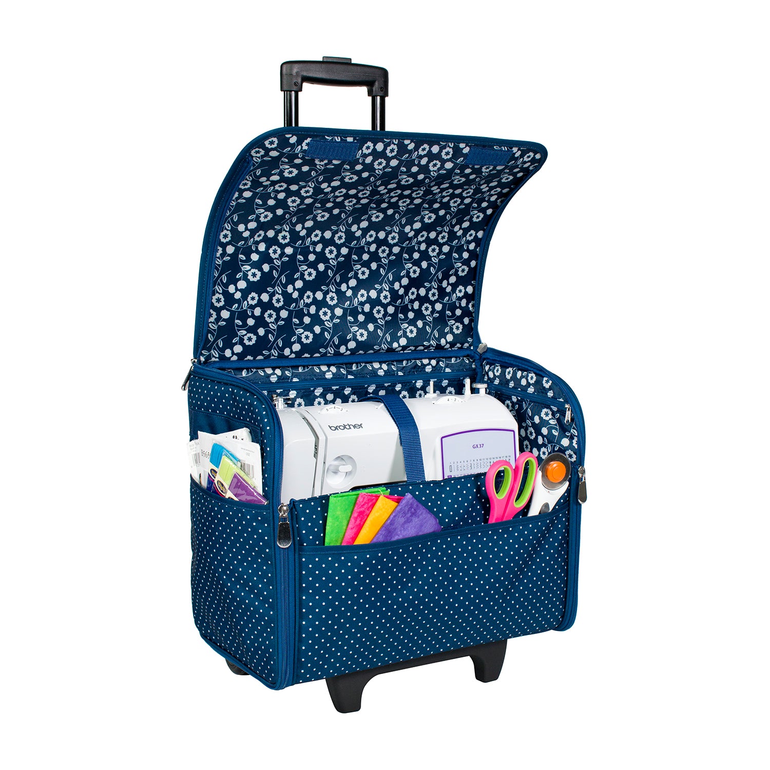 Collapsible Rolling Sewing Machine Case, Blue - Everything Mary