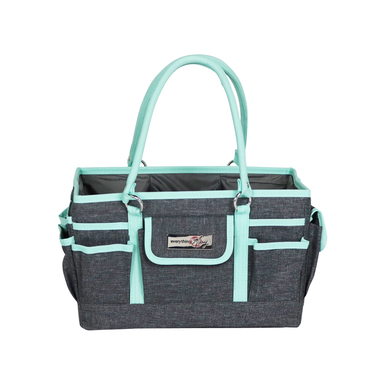 Store Tote Craft Organizer, Grey & Heather Teal - Everything Mary