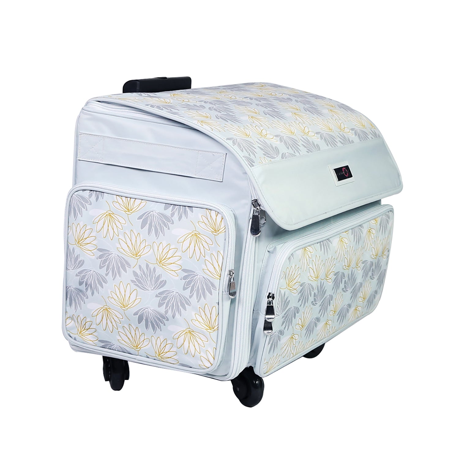 Everything Mary Deluxe Portable Rolling Sewing Machine Case, Spring Floral  - Carrying Travel Tote Bag for Brother, Singer