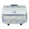 XL 4 Wheel Collapsible Deluxe Rolling Sewing Machine Storage Case, Grey Floral