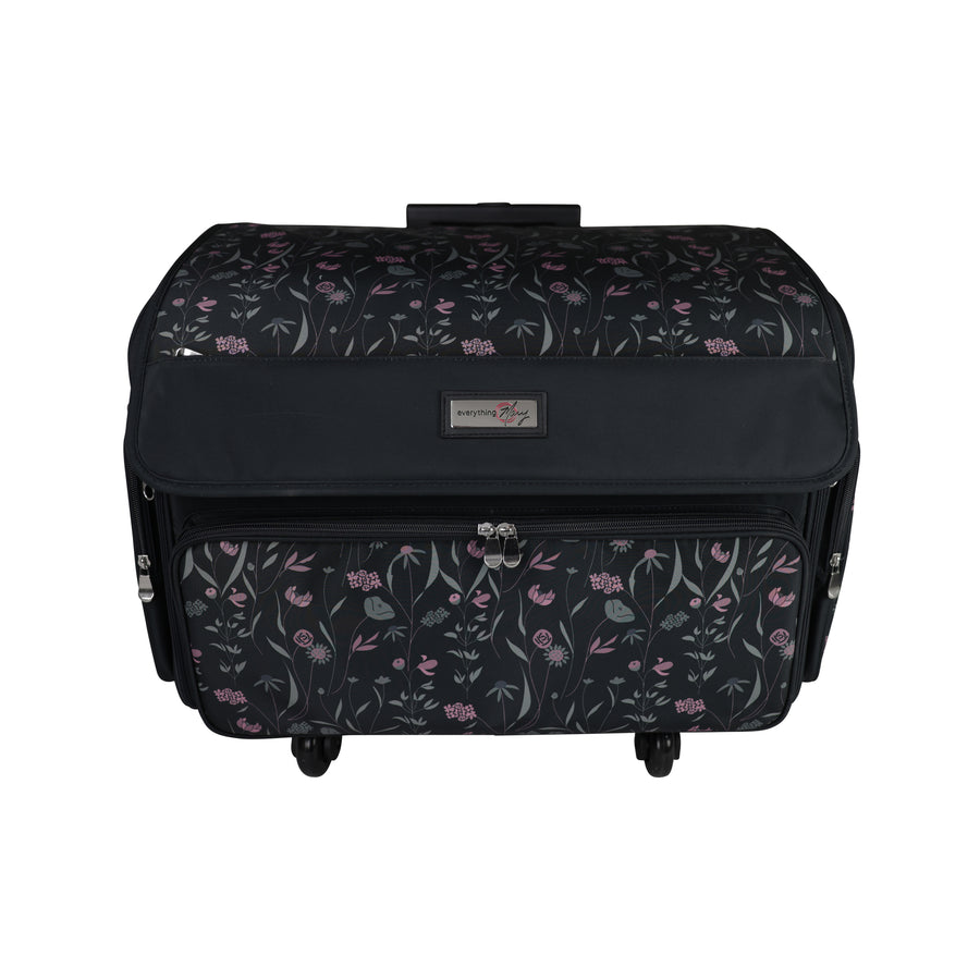 CAB55 Rolling Sewing Machine Case, Detachable Rolling Sewing Machine Carrying Case on Wheels, Trolley Tote Bag with Removable Bottom Wooden Board