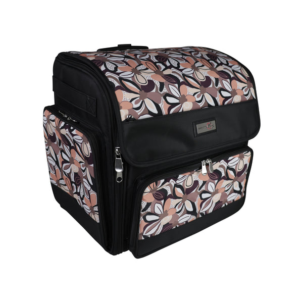 Deluxe Collapsible Rolling Scrapbook Case, Brown & Floral - Everything Mary