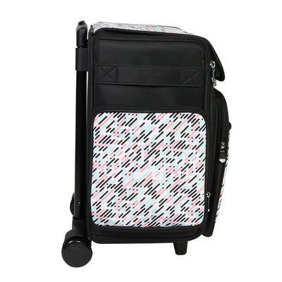 Everything Mary Deluxe Collapsible Rolling Craft Bag, Black & Floral - Scrapbook Tote Bag with Wheels for Scrapbooking & Art - Travel Organizer