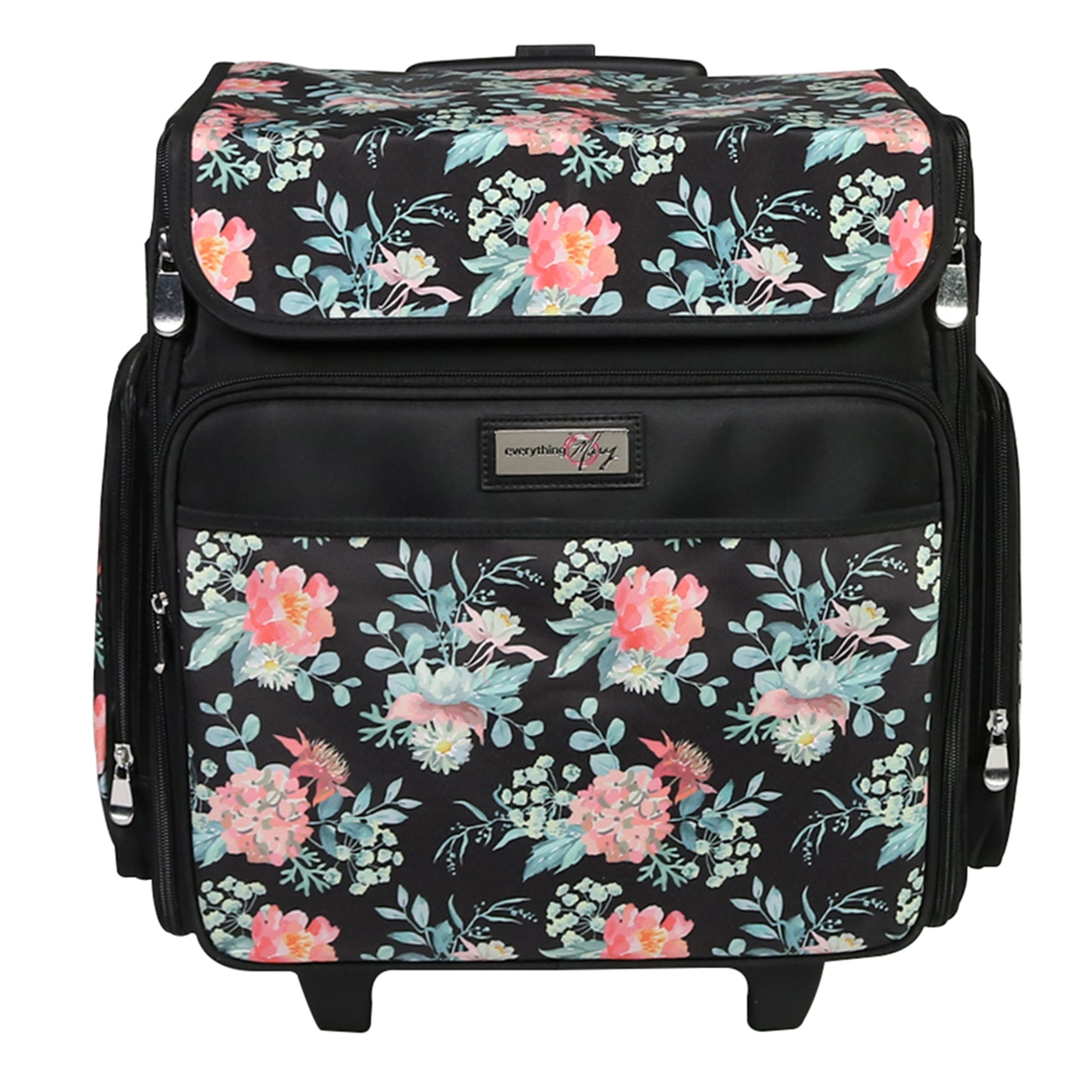 Collapsible Rolling Sewing Machine Case, Floral