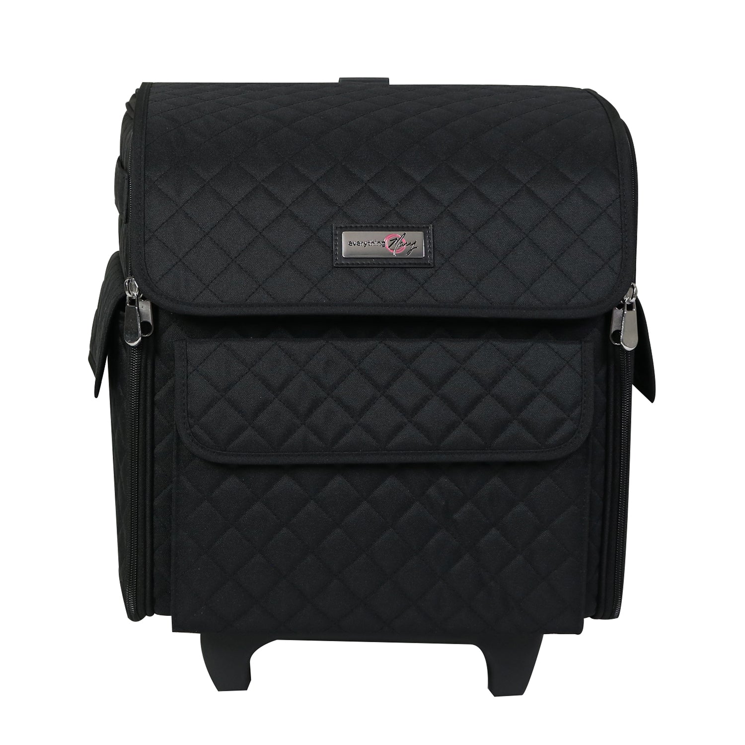 Everything Mary 15.5 x 18 Black Quilted Serger Machine Rolling Case