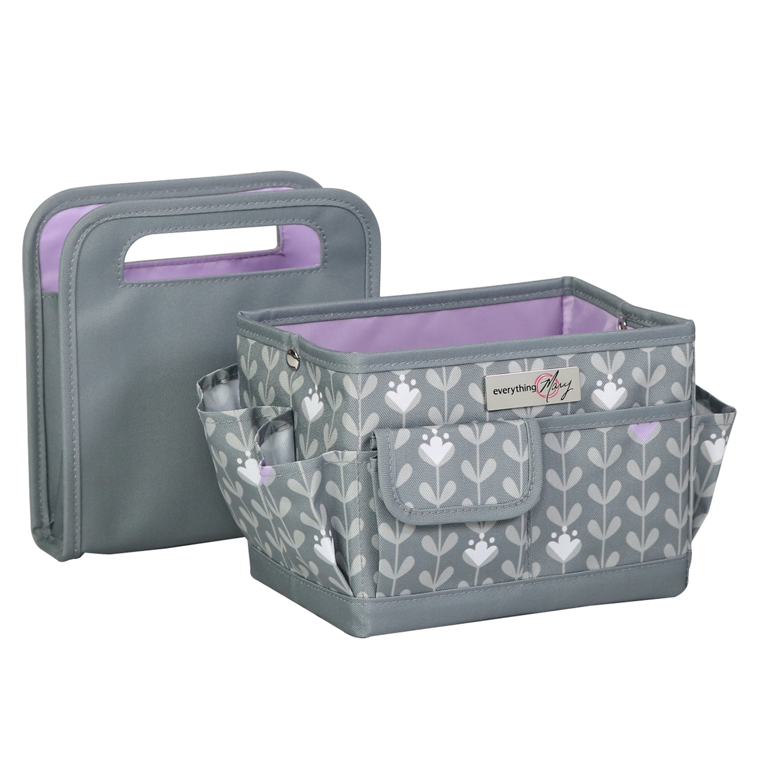 Collapsible Desktop Craft Caddy, Purple Flowers - Everything Mary
