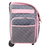 Deluxe Collapsible Rolling Sewing Case, Pink & Grey