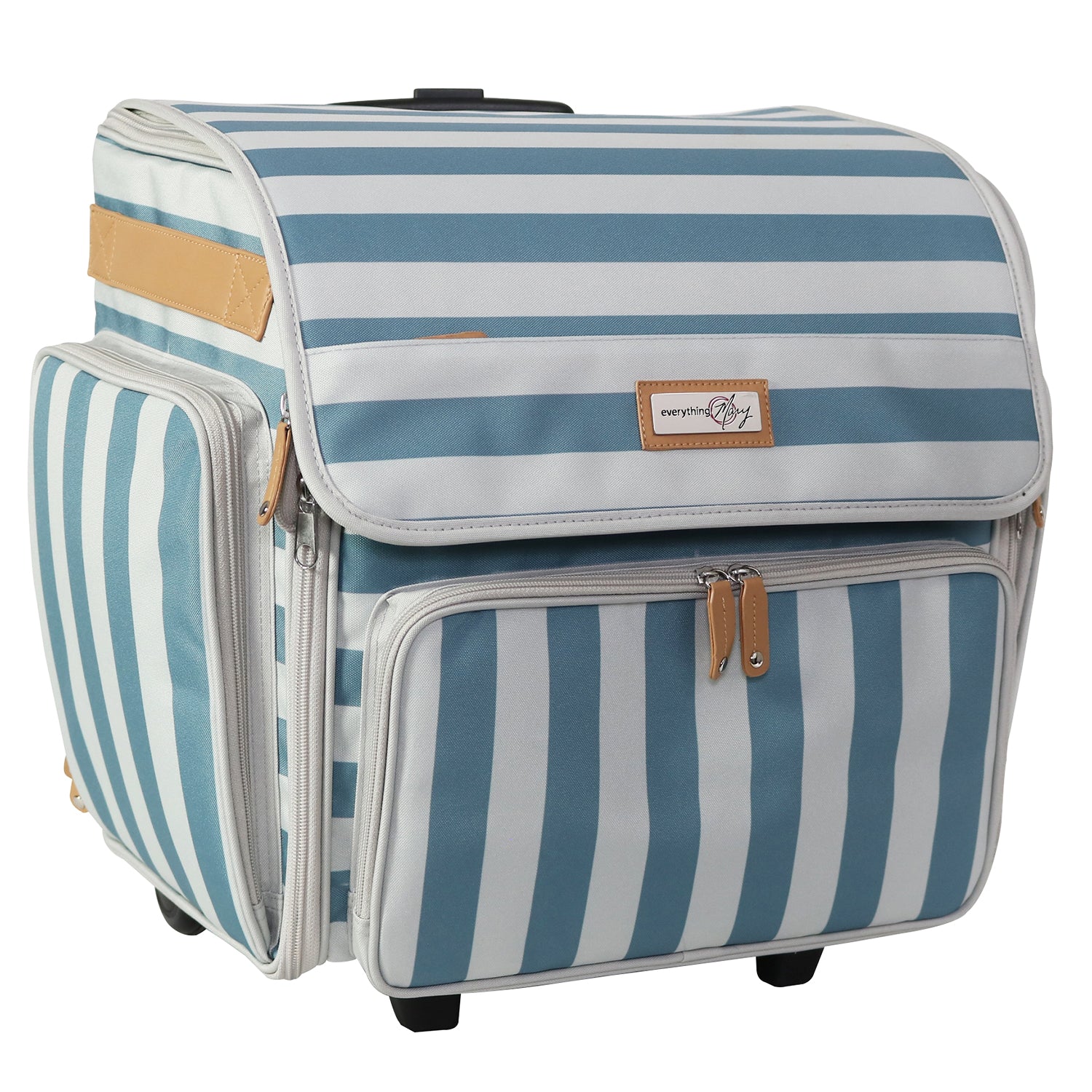 Deluxe Collapsible Rolling Scrapbook Case, Blue & White - Everything Mary