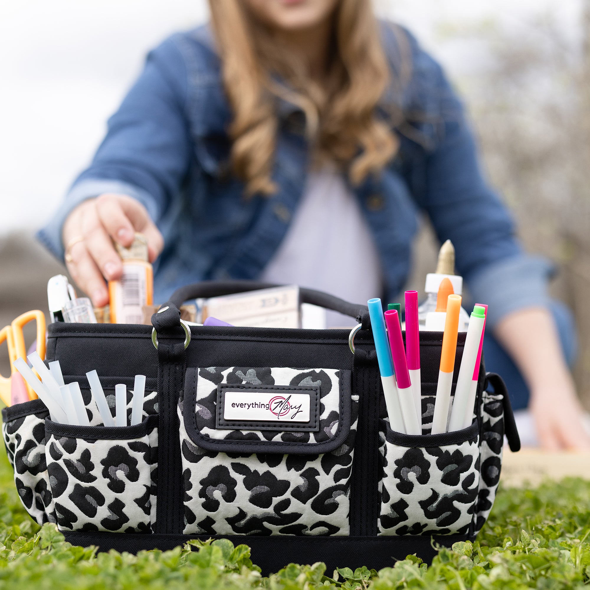 Collapsible Desktop Craft Caddy, Abstract Print