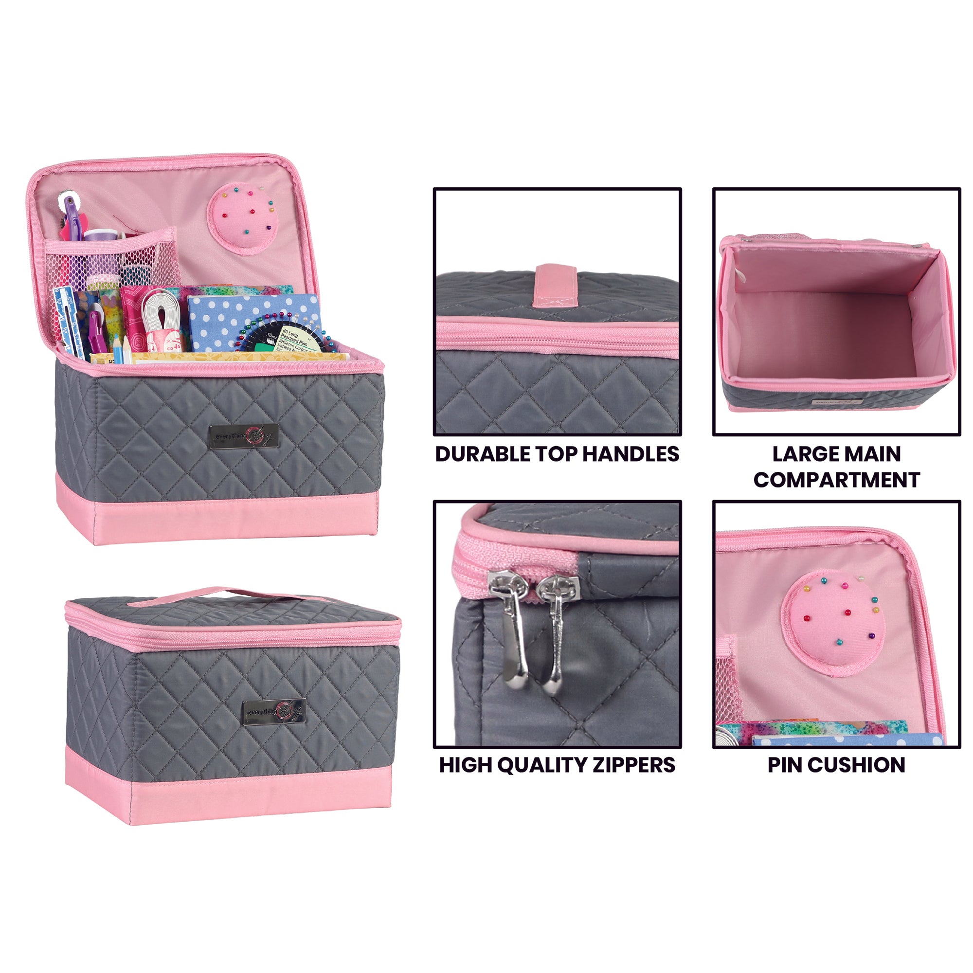 SM SunniMix 2pcs Multipurpose Portable Storage Box Plastic Sewing Box, Tool Box, First Aid Kit and Supplies Organizer Case with Handle and Removable Tray Pink and