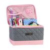 Collapsible Sewing Kit Organizer Box, Pink & Grey
