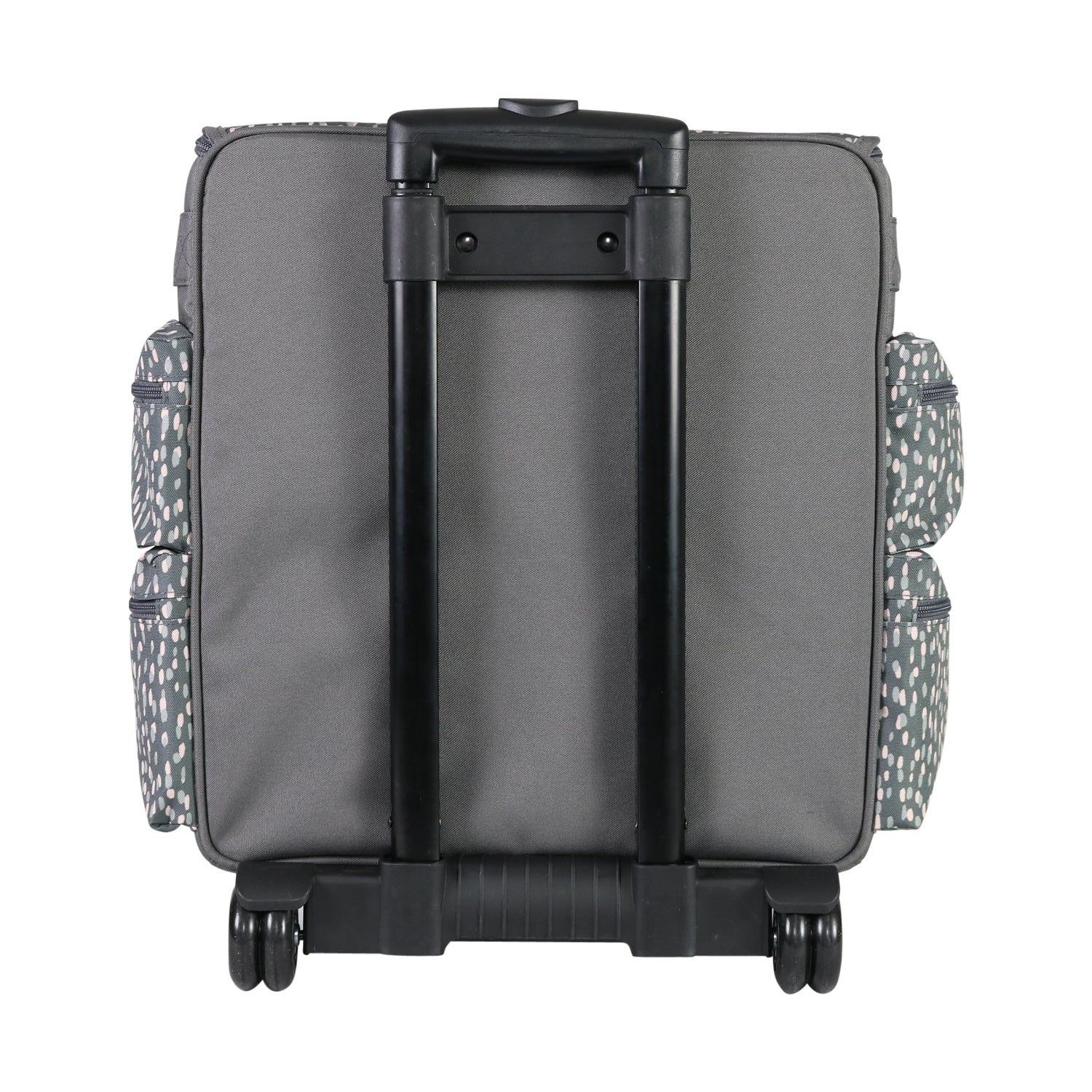 Multi-Compartment Teacher Rolling Tote, Grey & White