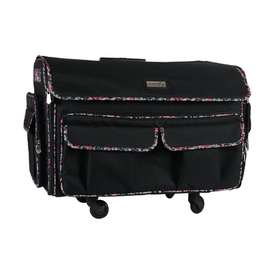 XXL Deluxe Rolling Sewing Machine Case, Black & Floral