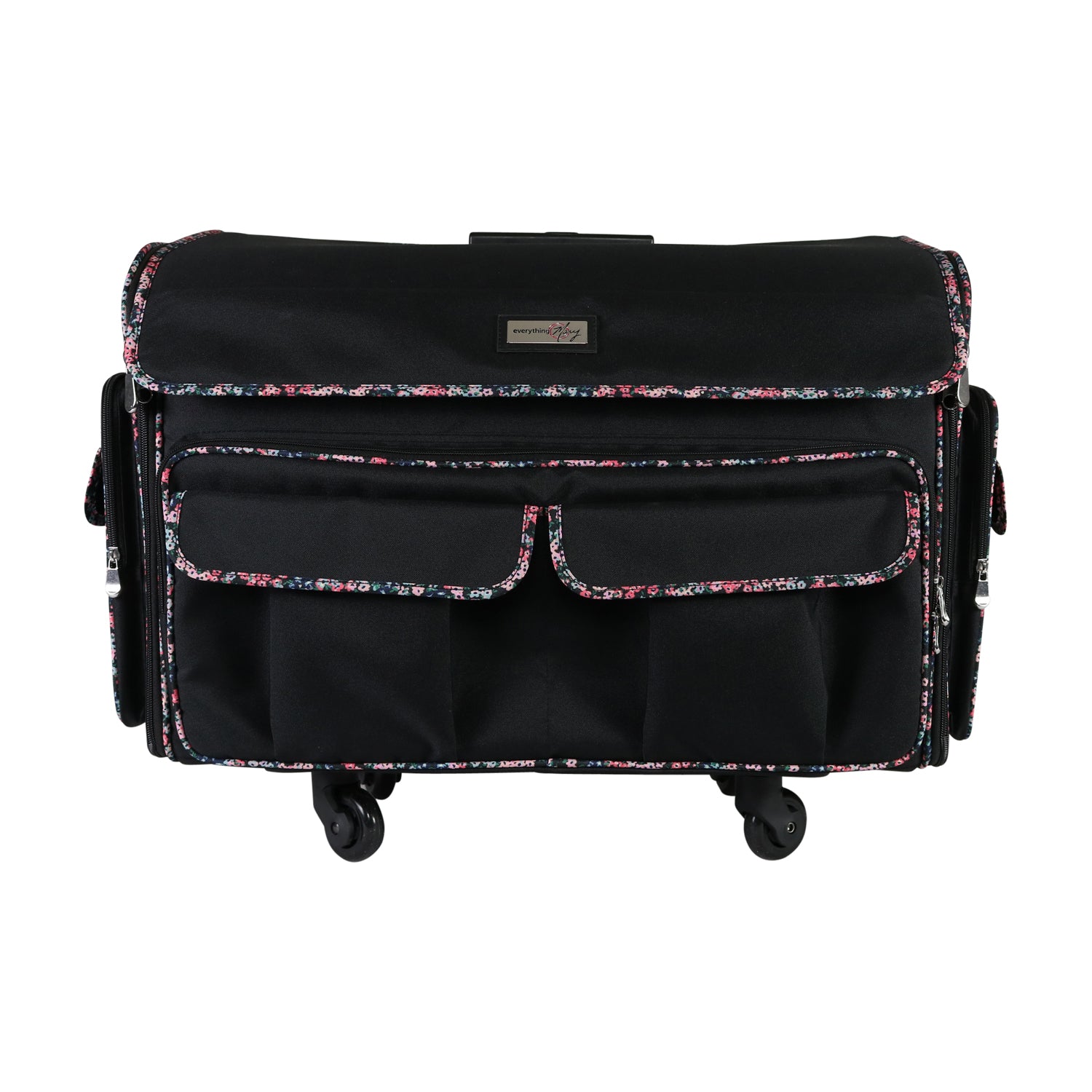 XXL Deluxe Rolling Sewing Machine Case, Black & Floral - Everything Mary