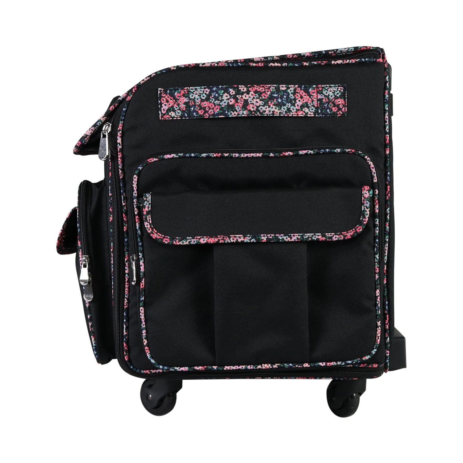 XXL Deluxe Rolling Sewing Machine Case, Black Floral 