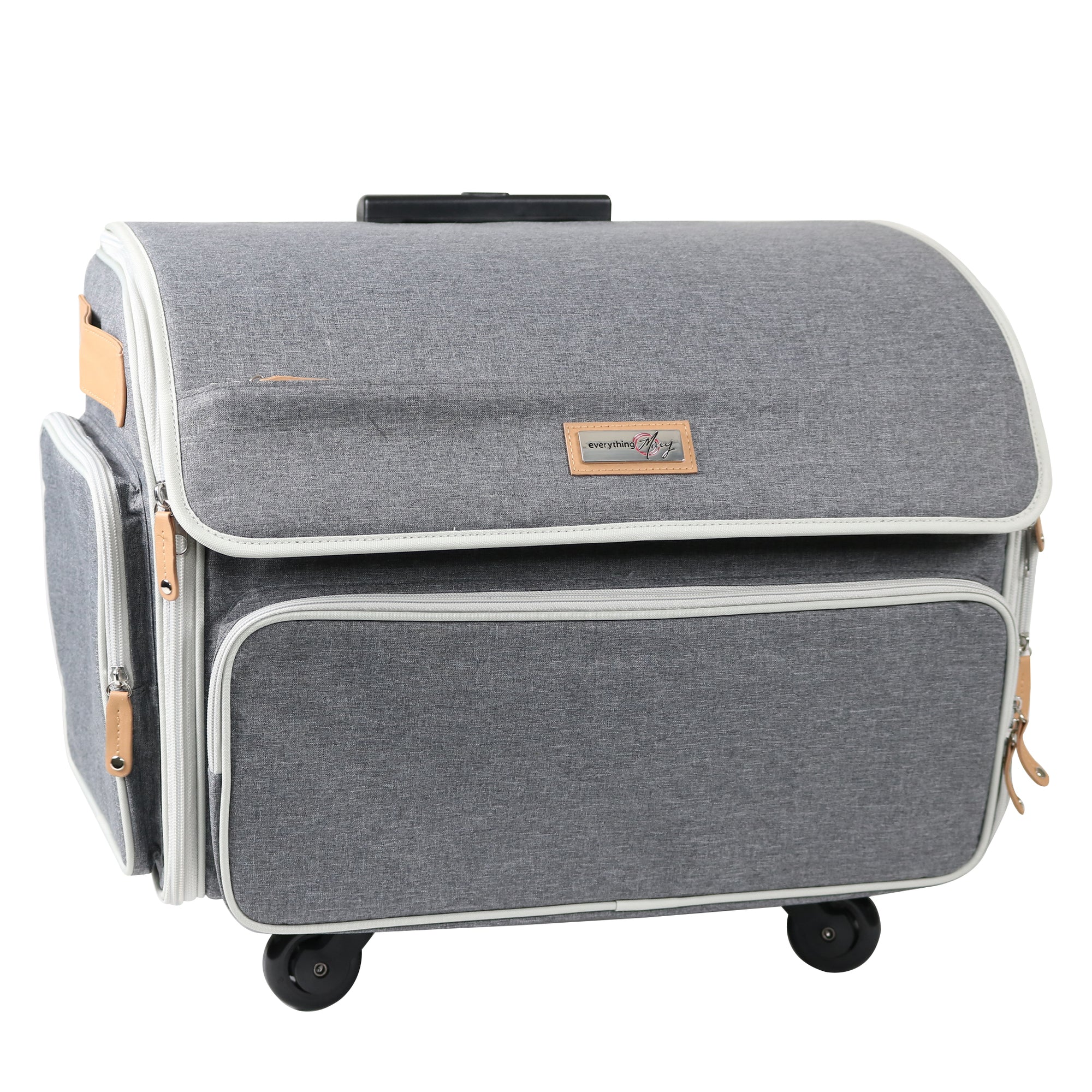 XL 4 Wheel Collapsible Deluxe Rolling Sewing Machine Storage Case, Hea ...