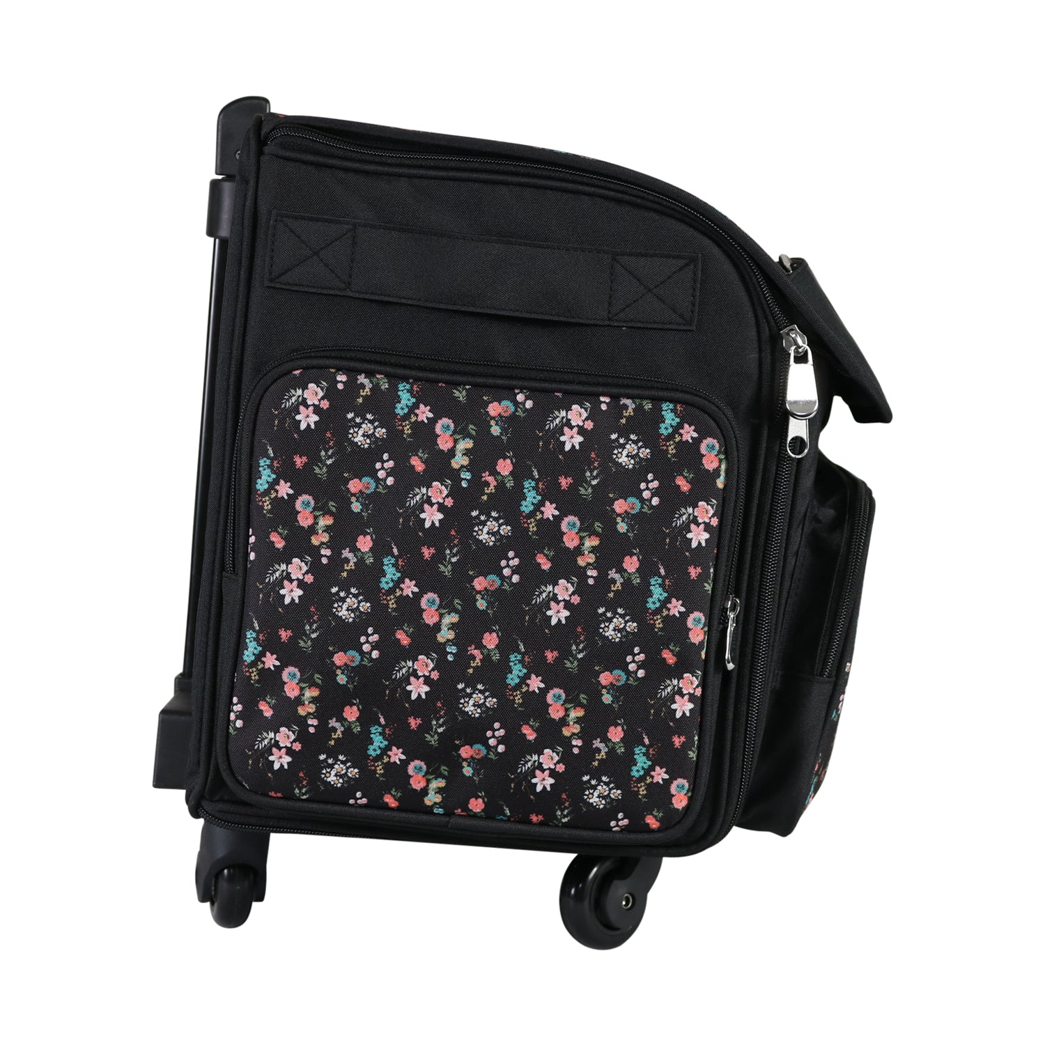  Everything Mary 4 Wheel Collapsible Deluxe Sewing Machine  Storage Case, Pink & Grey Floral - Rolling Trolley Carrying Bag Compatible  with Brother, Singer, and Most Machines
