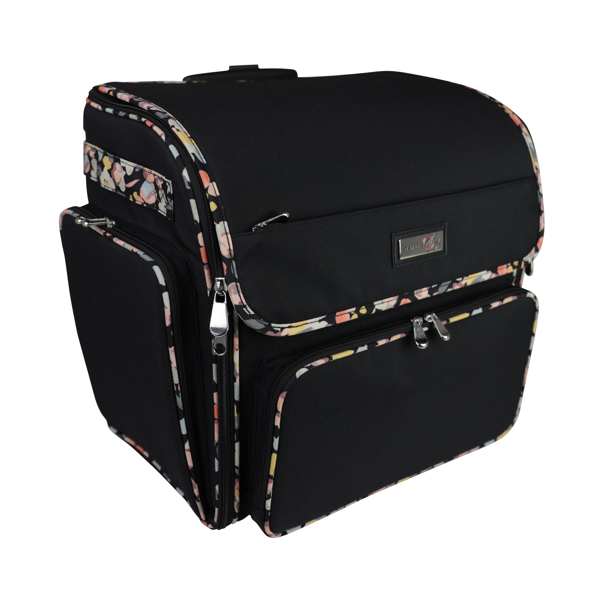 Deluxe Collapsible Rolling Scrapbook Case, Black & Floral - Everything Mary