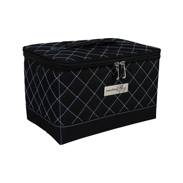 Collapsible Sewing Kit Organizer Box, Black & Blue Quilted Everything