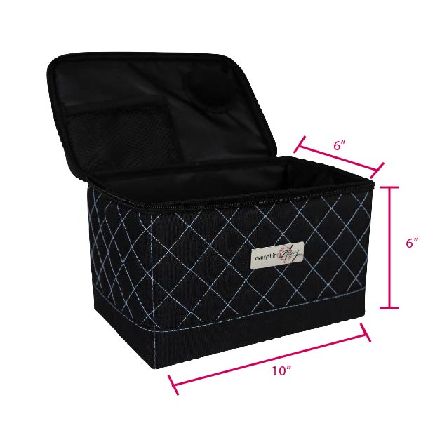Collapsible Sewing Kit Organizer Box, Black & Blue Quilted
