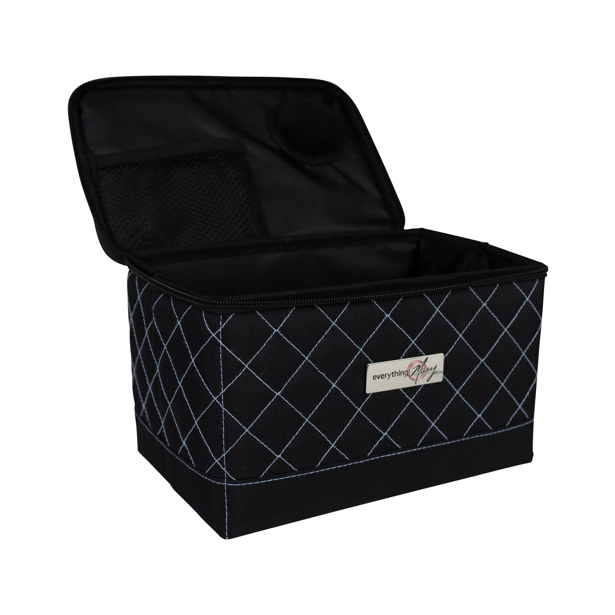 Collapsible Sewing Kit Organizer Box, Black & Blue Quilted - Everything Mary