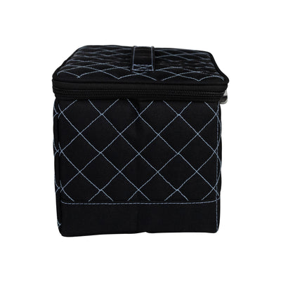 Collapsible Sewing Kit Organizer Box, Black & Blue Quilted