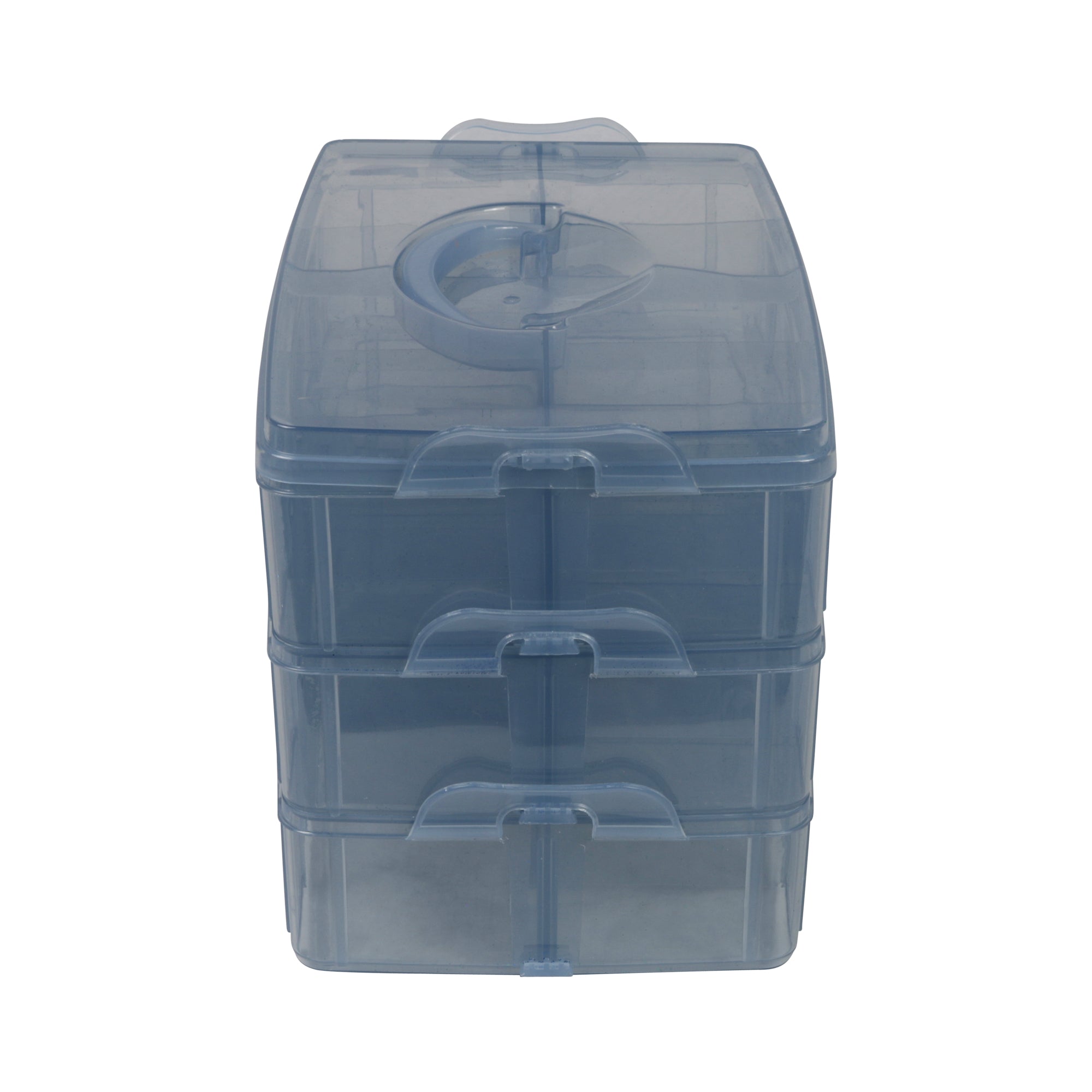 Belle Vous 3 Tier Transparent Plastic Stackable Storage Box - Adjustable Compartment Slots - Max 30 Compartments - Container for Storing & Organi