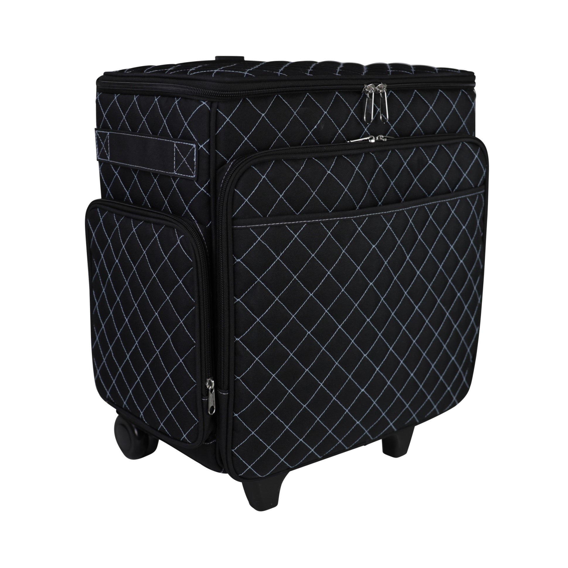 Rolling Scrapbook Case, Black & Blue Quilted - Everything Mary