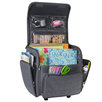 Deluxe Collapsible Rolling Scrapbook Case, Heather