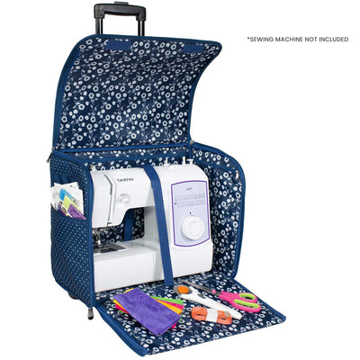 Collapsible Rolling Sewing Machine Case, Blue