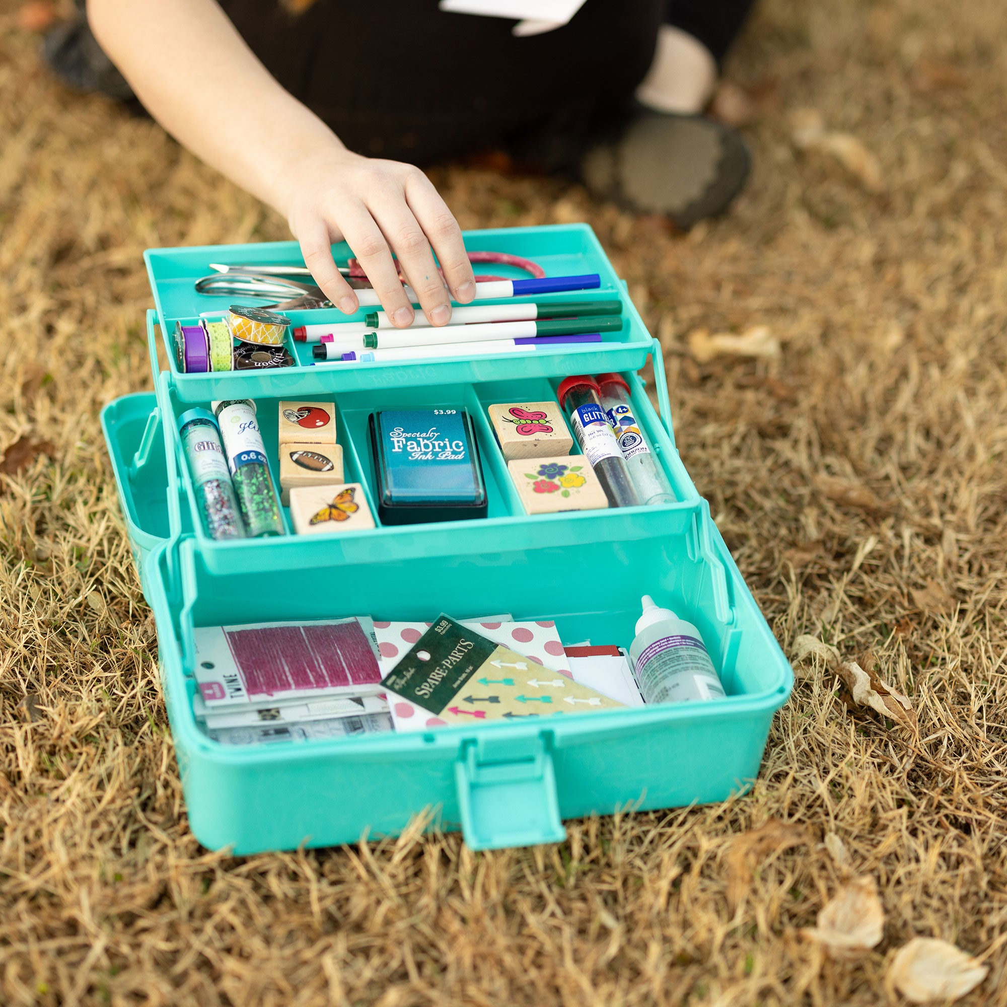 3-Layer Craft Storage Box, Aqua - Everything Mary