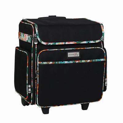 Collapsible Rolling Scrapbook & Featherweight Case, Black & Floral