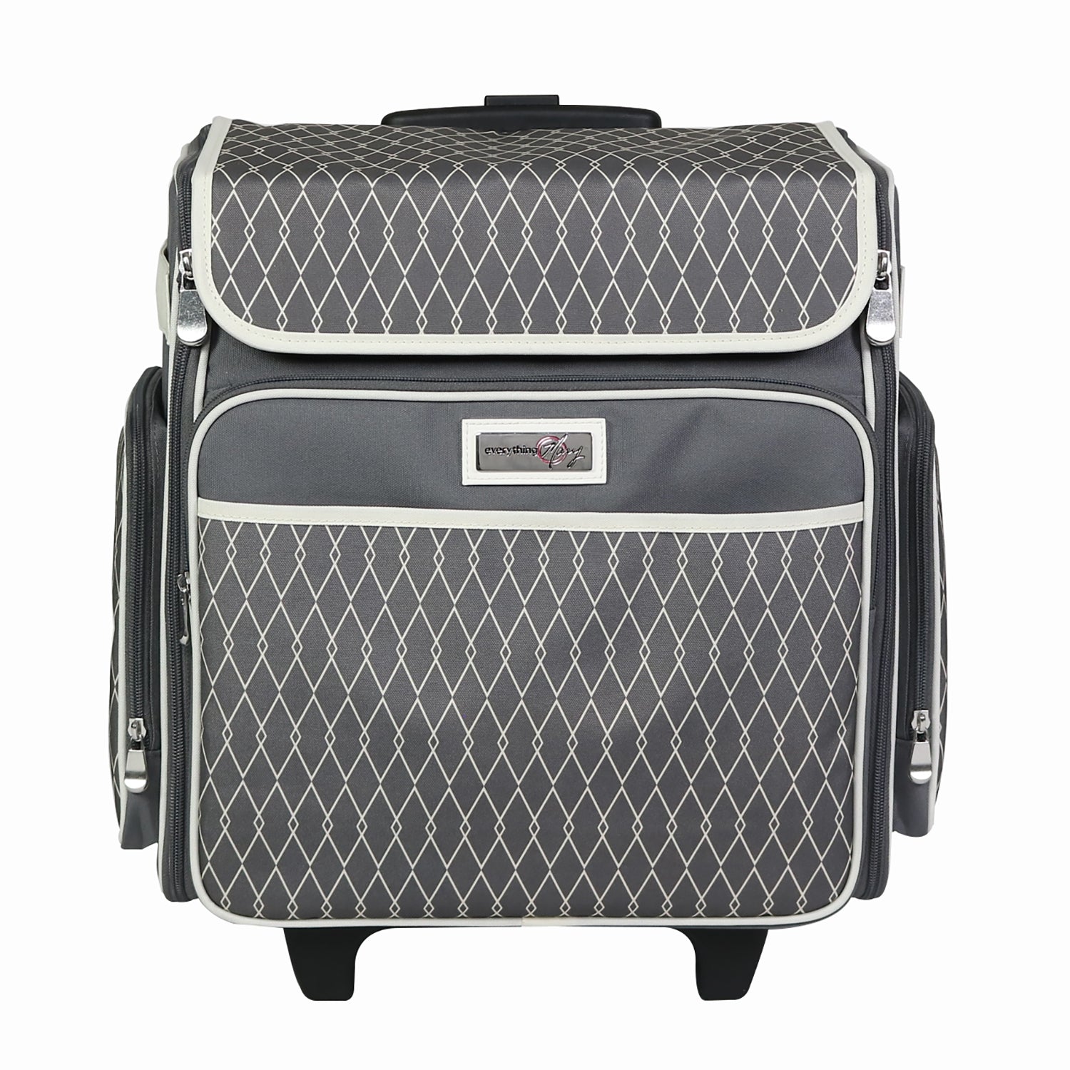 Collapsible Rolling Scrapbook & Featherweight Case, Grey & White