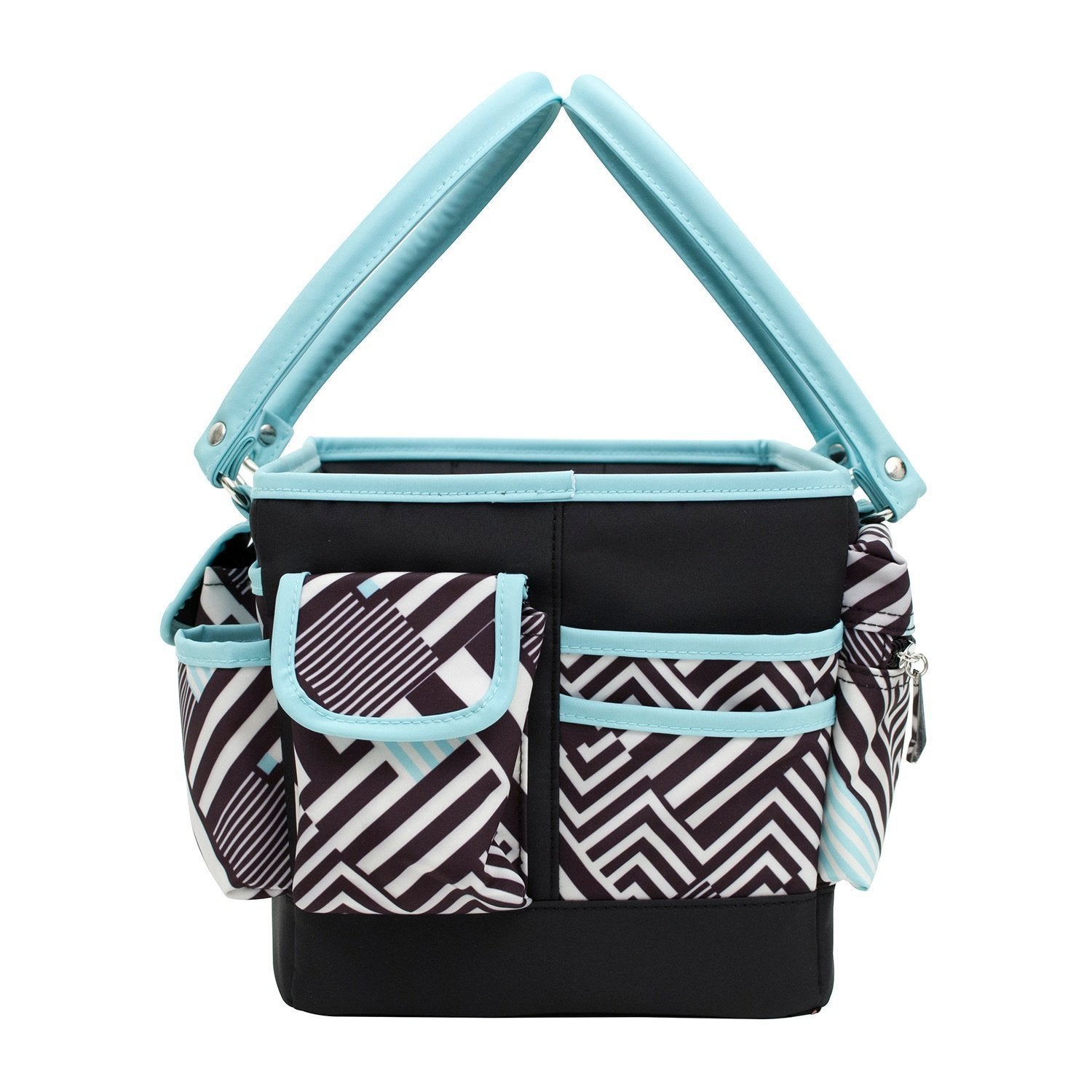 Deluxe Store & Tote Craft Organizer, Teal Geometric - Everything Mary