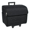 Rolling Sewing Machine Case, Black Quilted