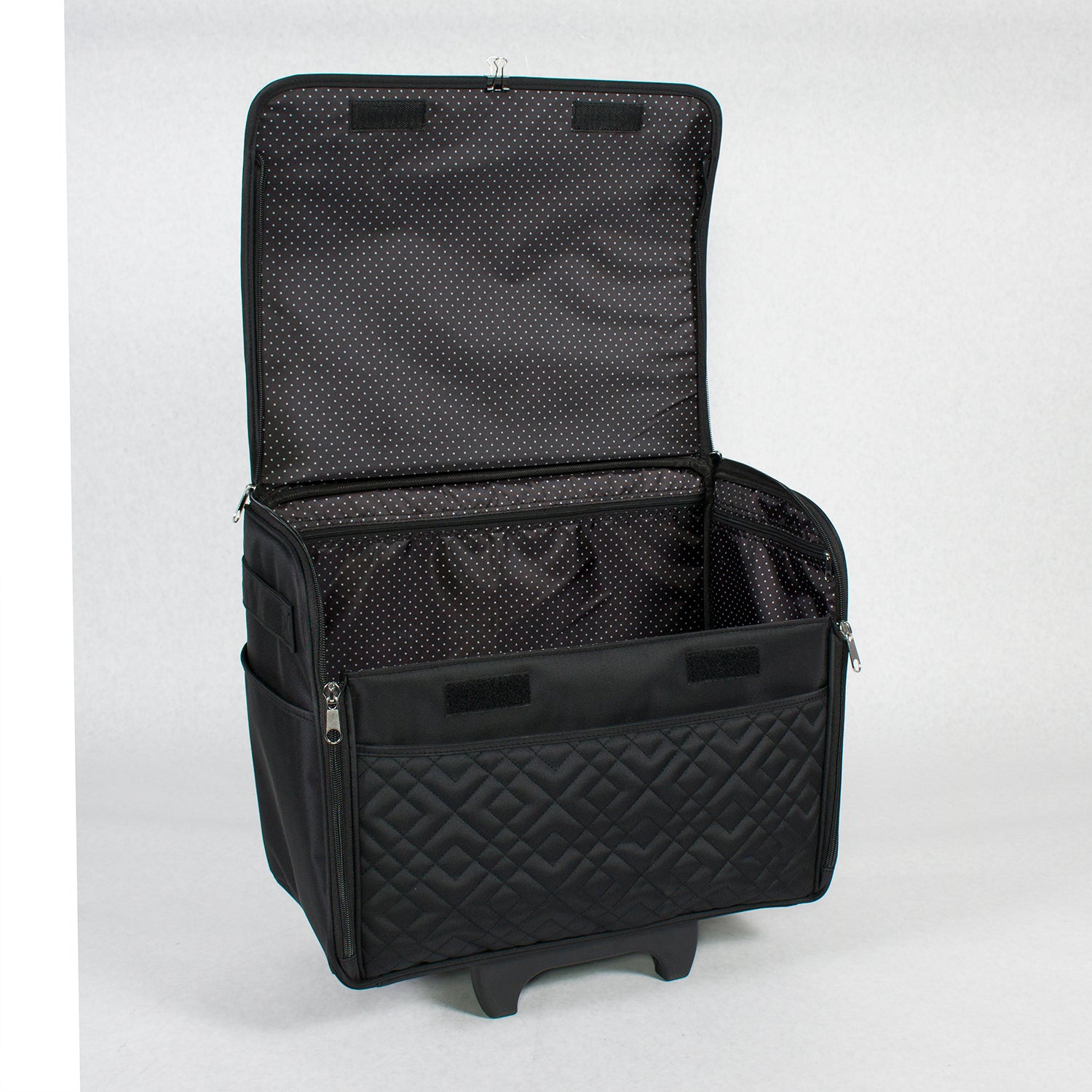 Everything Mary Black Quilted Diamond Rolling Sewing Machine Case with  Carrying Handles