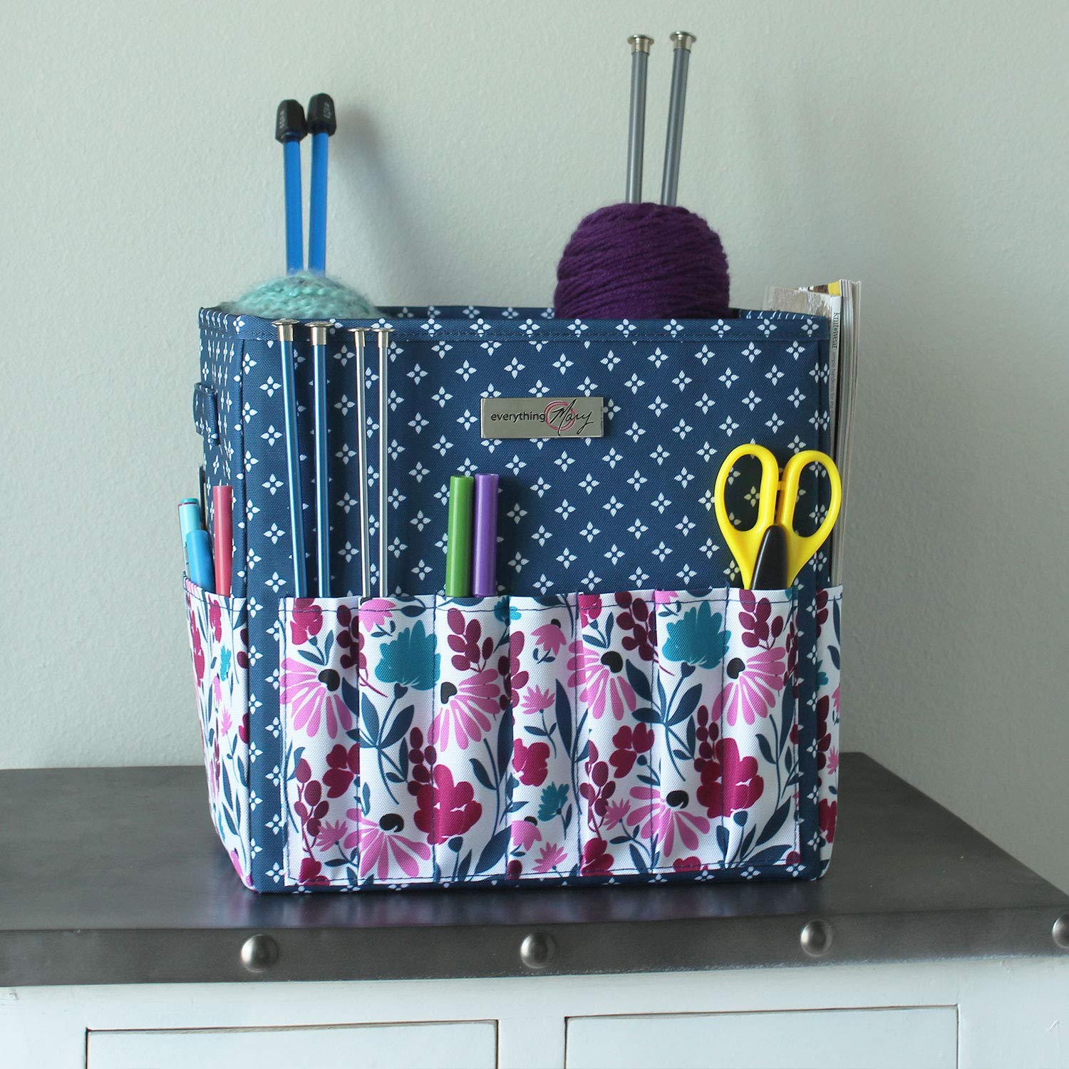 Square Yarn Project Caddy, Pink & Blue - Everything Mary