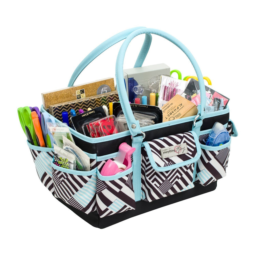 Deluxe Store & Tote Craft Organizer, Teal Geometric
