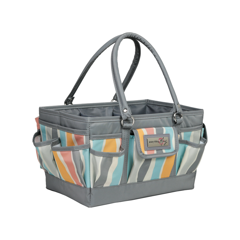 Deluxe Store & Tote Craft Organizer, Grey Stripes - Everything Mary