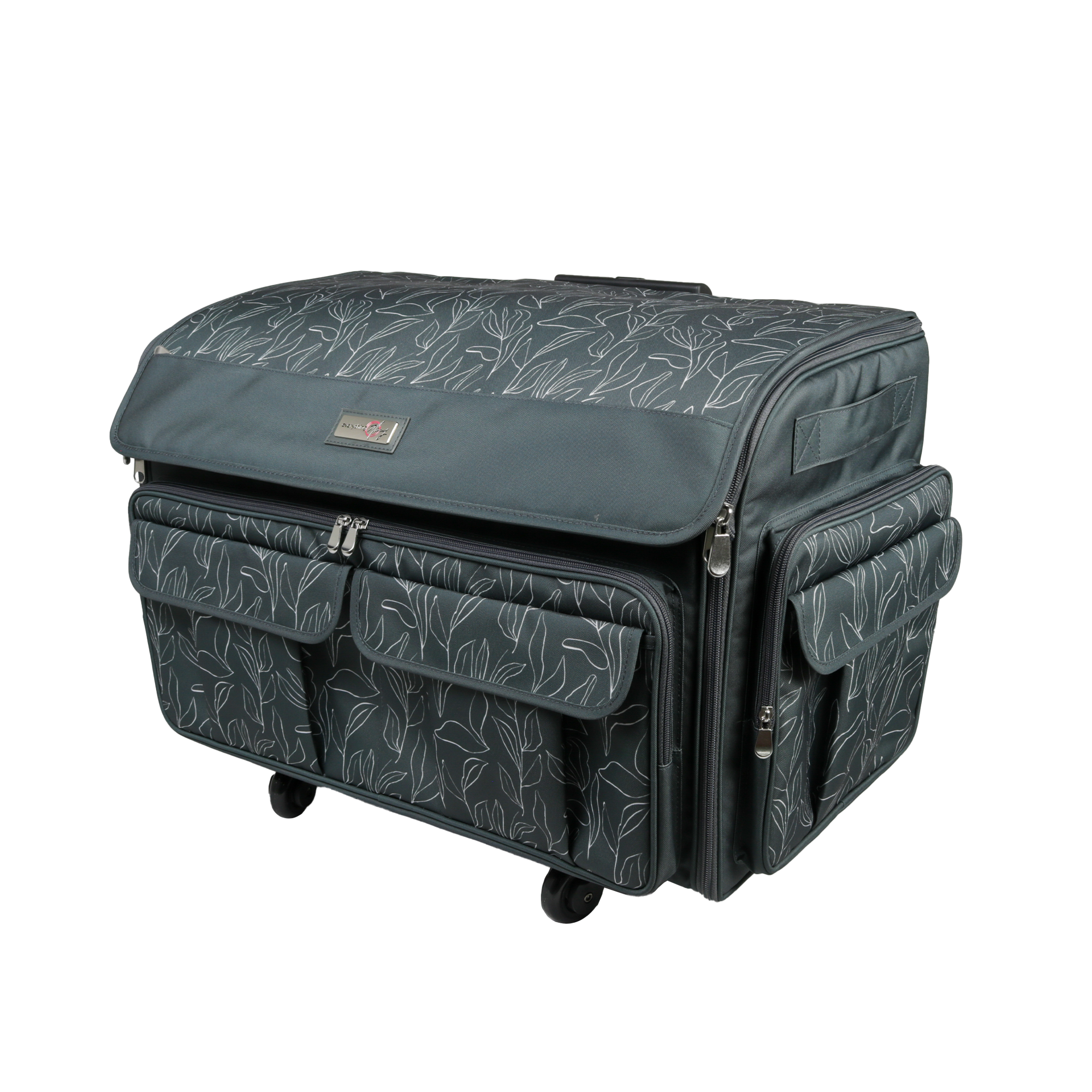 Collapsible Rolling Sewing Machine Case, Black Polka Dot - Everything Mary