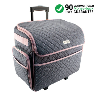 Everything Mary Rolling Sewing Machine Case, Pink & Grey 
