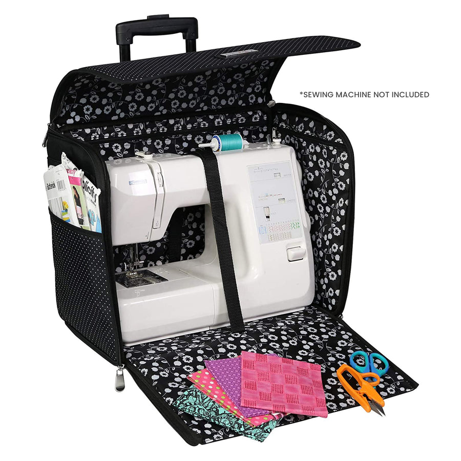 XL 4 Wheel Collapsible Deluxe Rolling Sewing Machine Storage Case, Bla - Everything  Mary